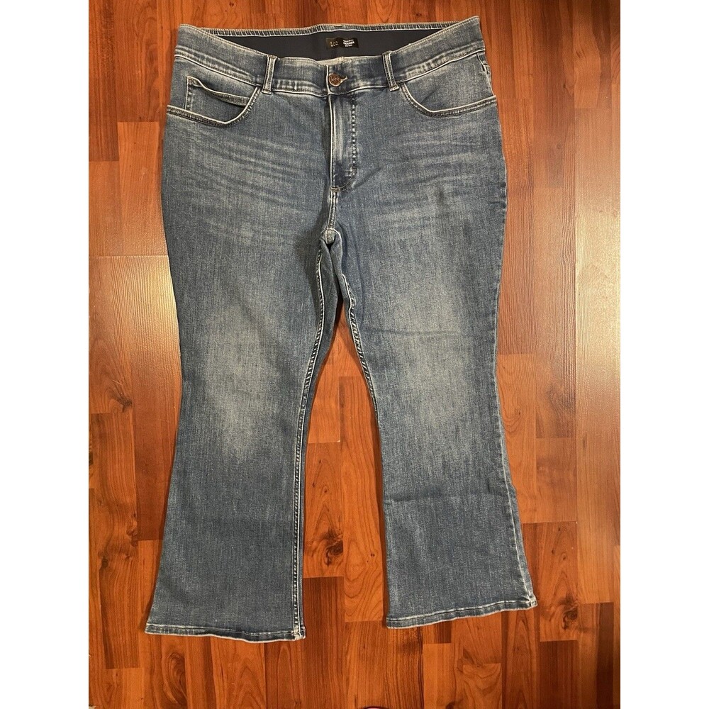 Lee Regular Fit Trouser Mid Rise Blue Denim Pants Womens 18 Medium